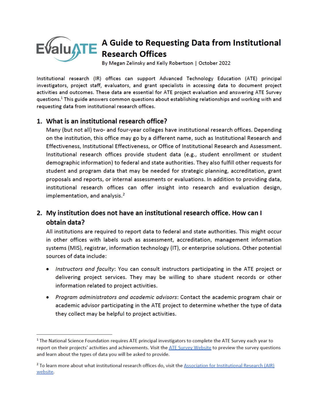 Thumbnail image of Guide to Requesting Data from IR Office Resource